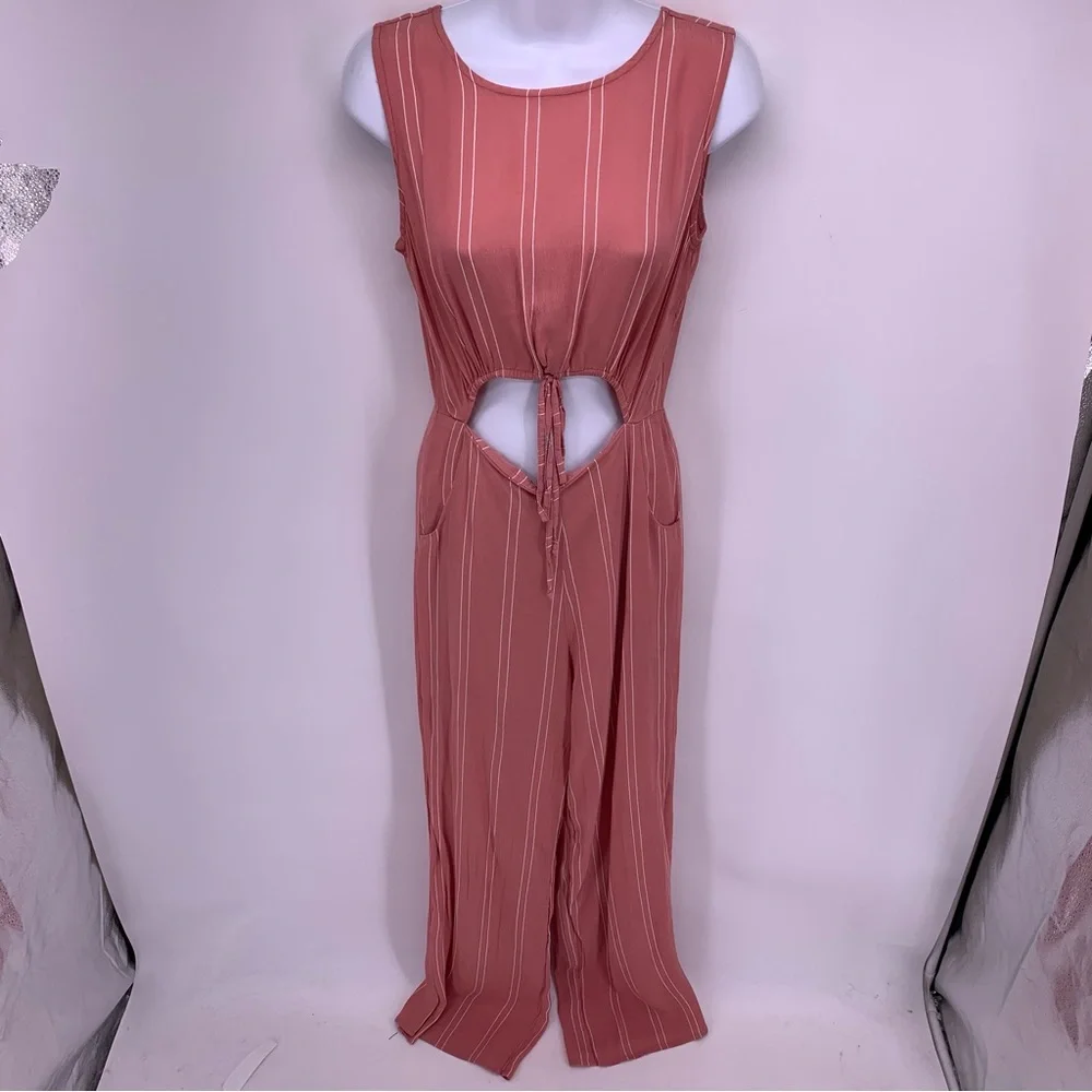 Leith Pink and White Cutout Pantsuit Size Small